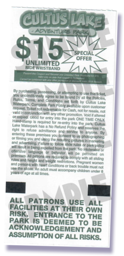 Deal $15 off unlimited wristband at Cultus adventure park deal