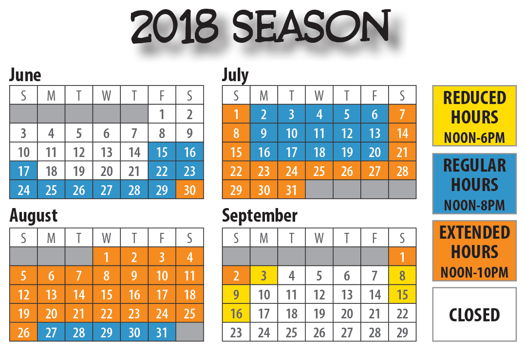 Park Calendar CUltus Lake Adventure Park 2018 Calendar