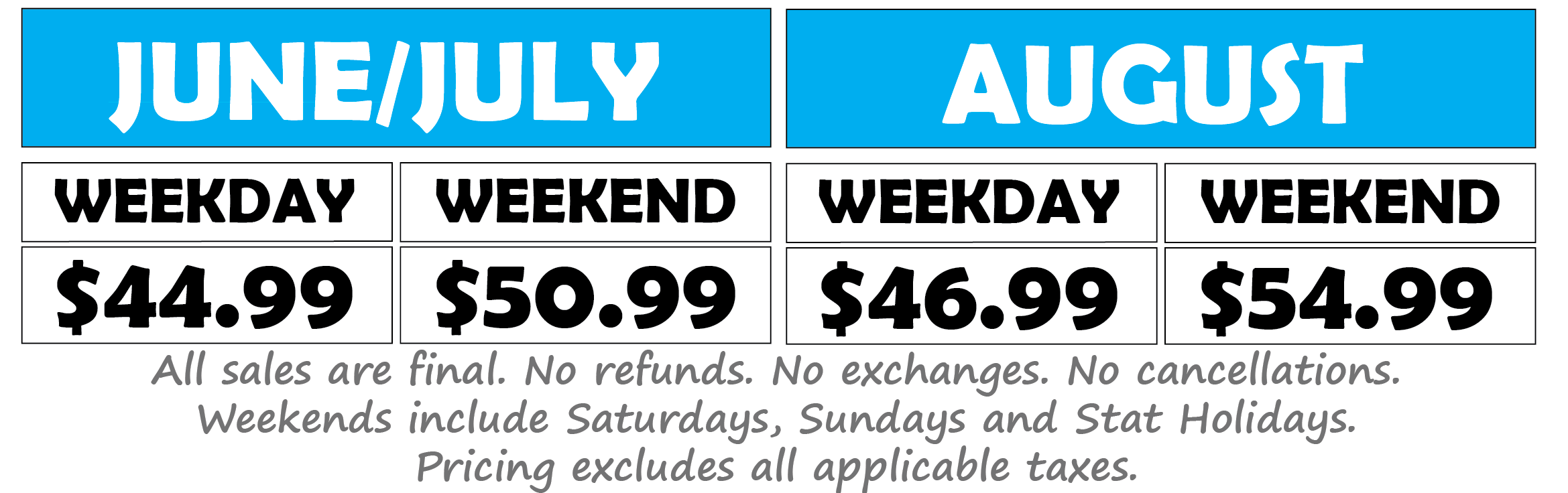 Slide & Ride Pricing