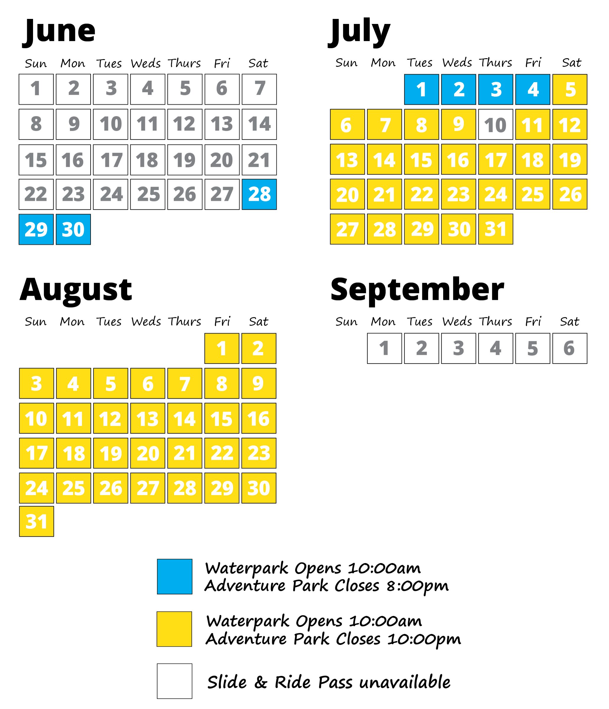 Slide & Ride Schedule