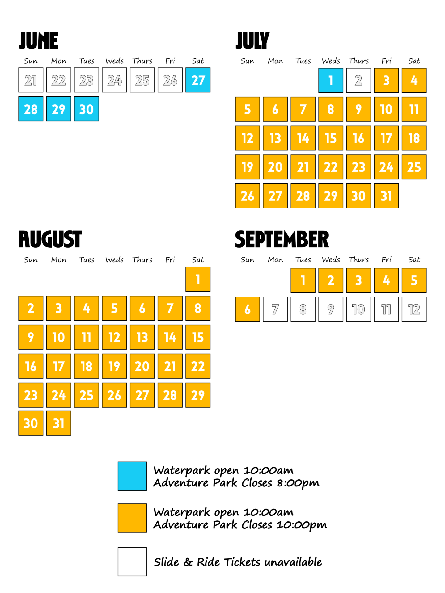 Slide & Ride Calendar
