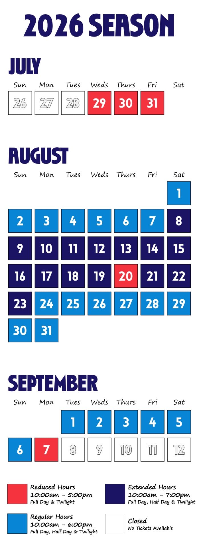 NEW Calendar & Hours